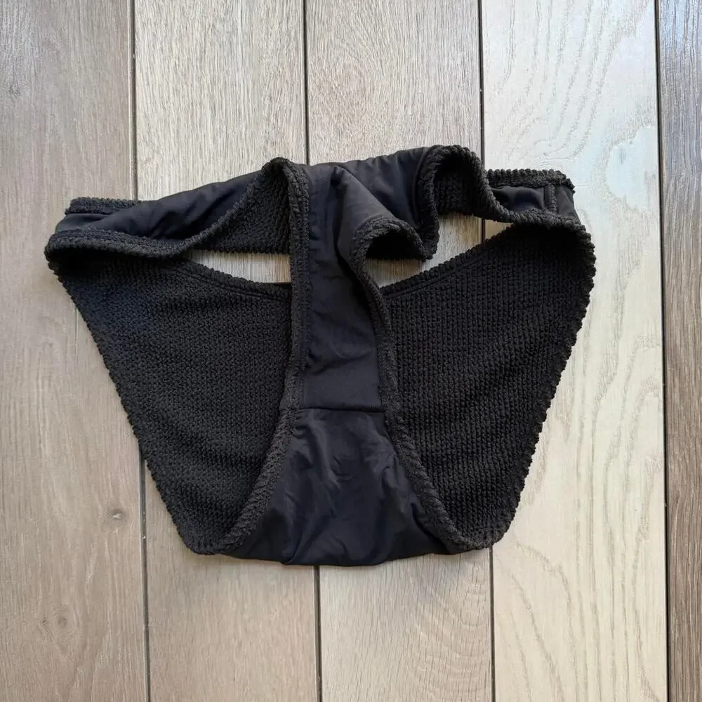 Good American Crinkle Bikini Bottom Black S/M